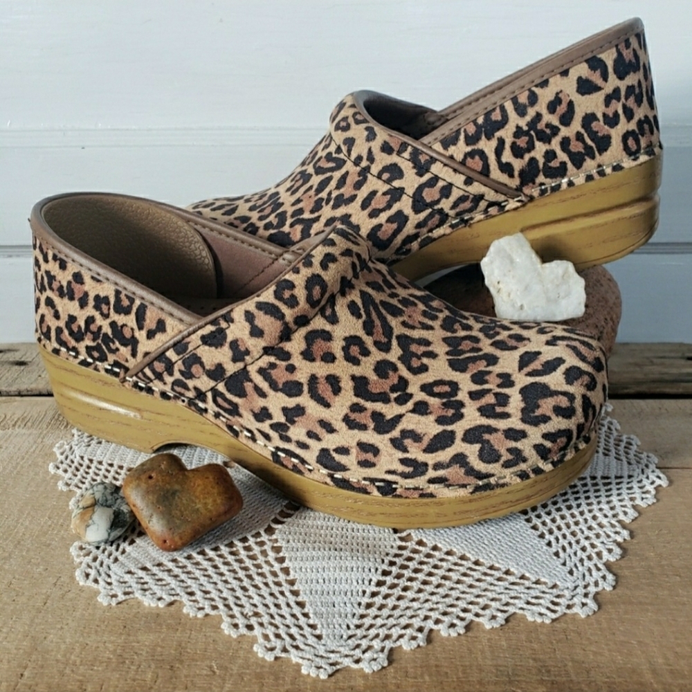 Meow Dansko Pro Leopard Clog Cheetah Animal Suede Boho Gypsy Cottage Neutral ⚘🐆 - Picture 6 of 13